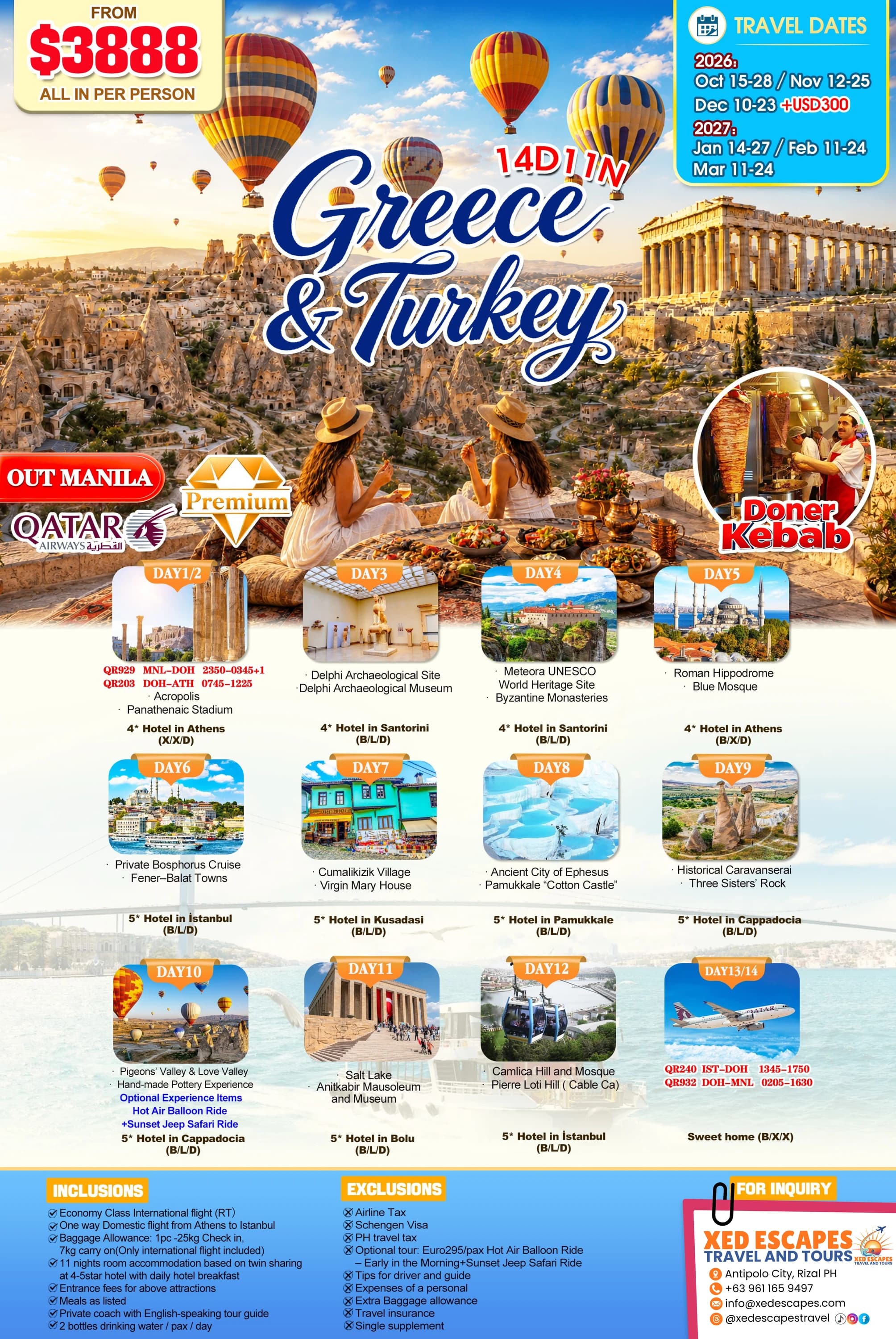 Greece & Turkey Premium Tour — Athens, Santorini, Istanbul, Cappadocia & more, Greece & Turkey